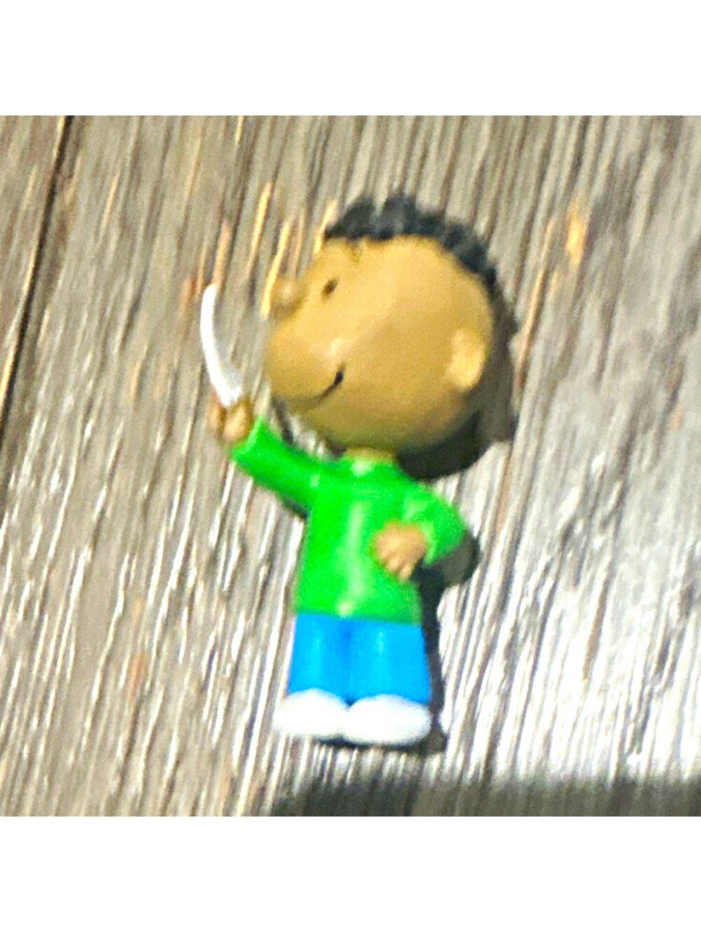 Figurine Small Boy Cartoon Character Figure Green Shirt Blue Pants